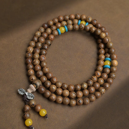Old Seasoned Chicken Wing Wooden Buddha Prayer Beads Pieces Wind Men And Women Bracelet Holding Gift  Wooden jewelry
