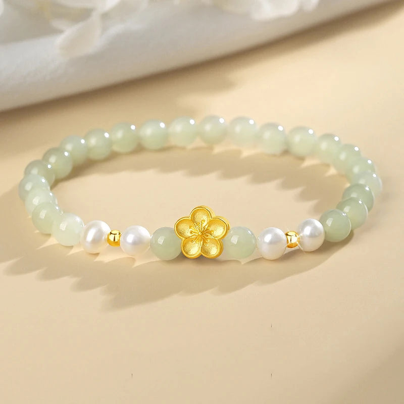 Natural Hetian Jade Leaf Bracelet — Elegant Luck & Protection