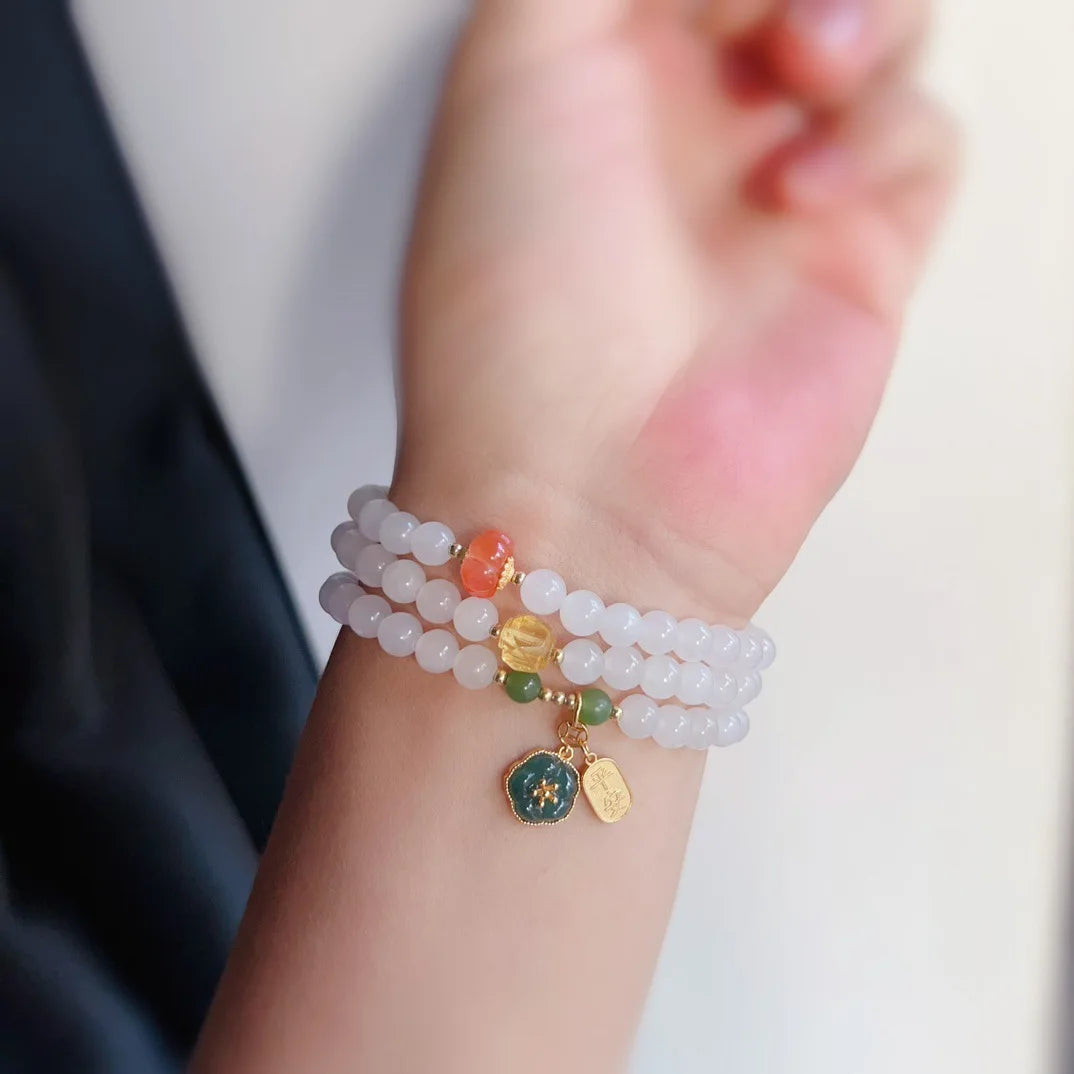 White Hetian Jade Multi-Layer Bracelet — Purity & Protection for Women