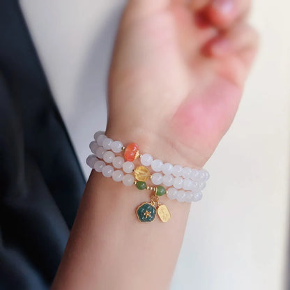 White Hetian Jade Multi-Layer Bracelet — Purity & Protection for Women