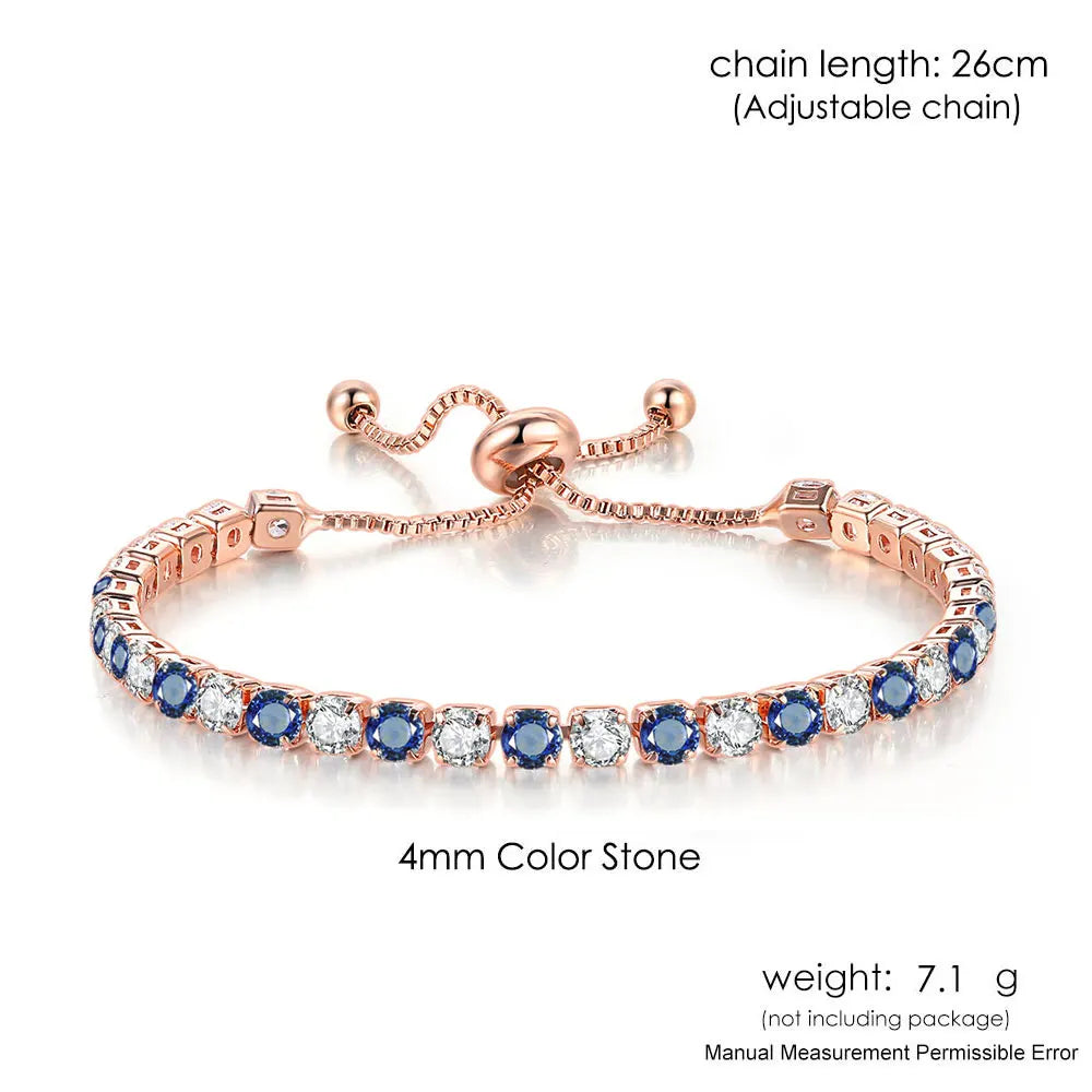 Mystic Blue Zirconia Adjustable Tennis Bracelet