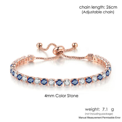 Mystic Blue Zirconia Adjustable Tennis Bracelet