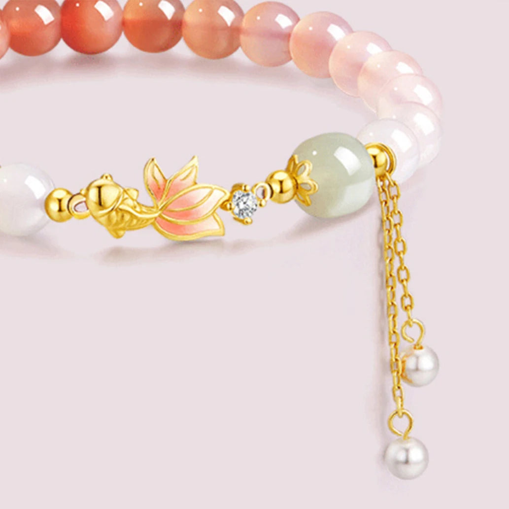 Brocaded Carp Multi-Treasure Hetian Jade & Agate Bracelet