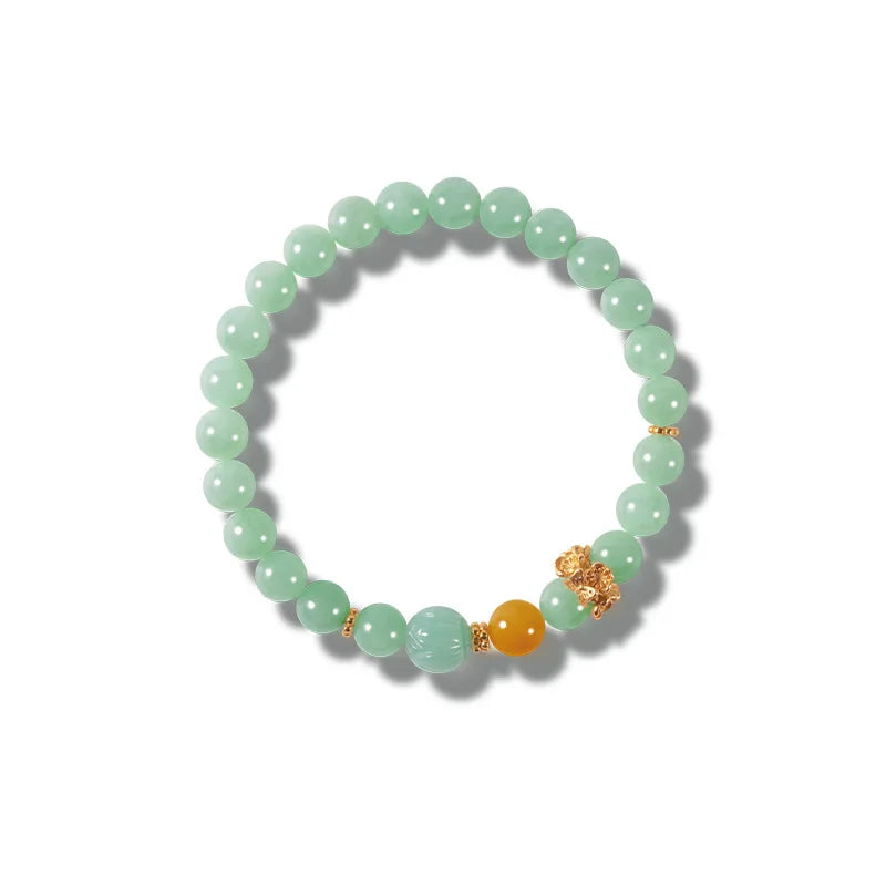 Natural A-Grade Jadeite Bead Bracelet — S925 Silver Mother's Gift