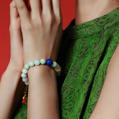Natural Jadeite Agate Lapis Lazuli Beaded Bracelet for Women