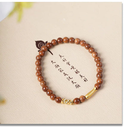 Ancient Bodhi Wood Bracelet — Single Circle DIY Lucky Beads
