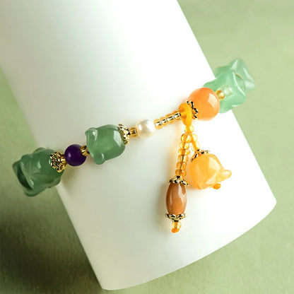 Golden Silk Hetian Orchid Bracelet — Gobi Dongling Jade Charm