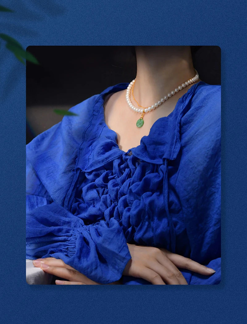 Freshwater Pearl Double-Circle Choker Pendant Premium