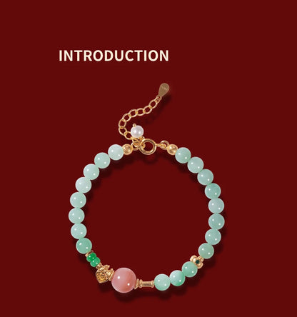 Myanmar Jade 7mm Pink Gold-Plated Bracelet – Feng Shui Charm