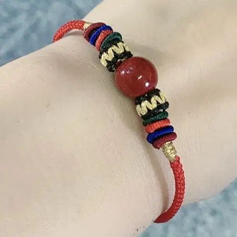Cinnabar Woven Red Rope Bracelet — Aventurine Lucky Bead