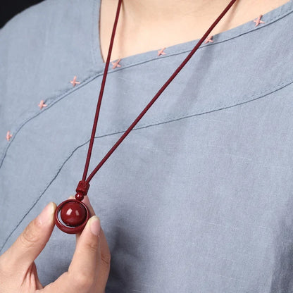 Cinnabar Six-Character Birth-Year Pendant Necklace