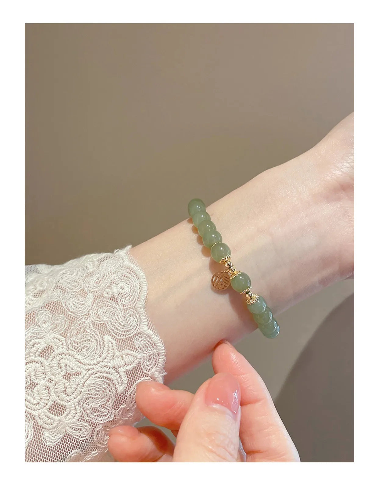 Purple Hetian Jade Wedding Bracelet｜Natural Beaded Strand for Women