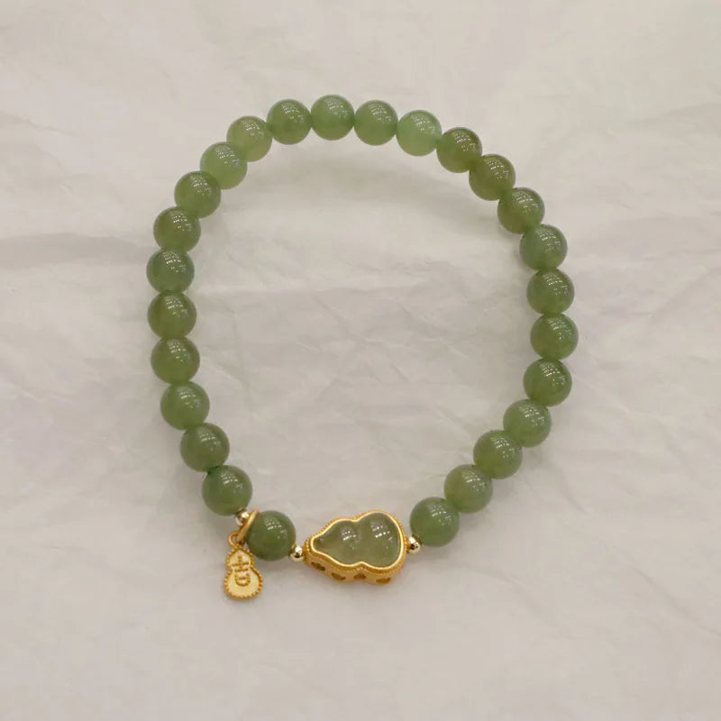 Fu Character Hotan Jade Gourd Bracelet — Sailor Chain Gift