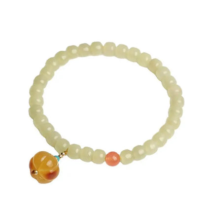 Natural Hetian Jade Beaded Bracelet | 925 Silver & Gold