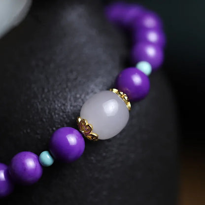 8mm Purple Bead Bracelet with Hotan Jade Buddha Hand