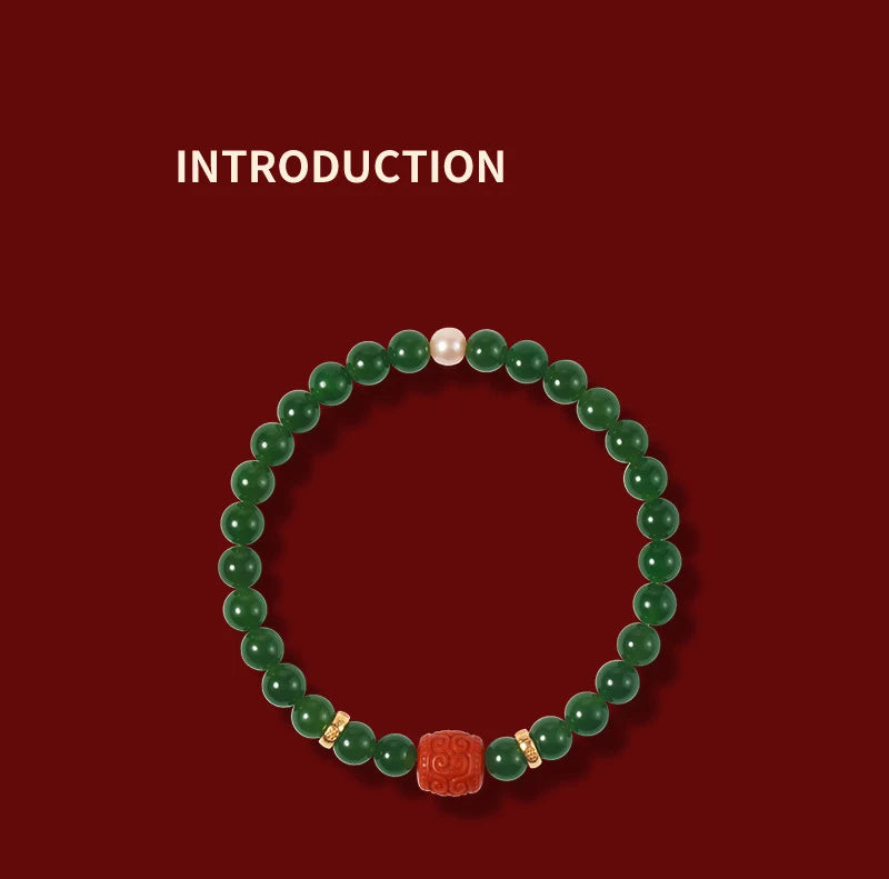 Hotan Jasper & 6mm Red Pearl S925 Bracelet — Fengshui Charm