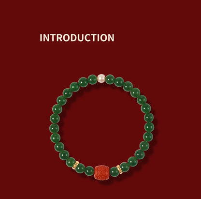 Hotan Jasper & 6mm Red Pearl S925 Bracelet — Fengshui Charm