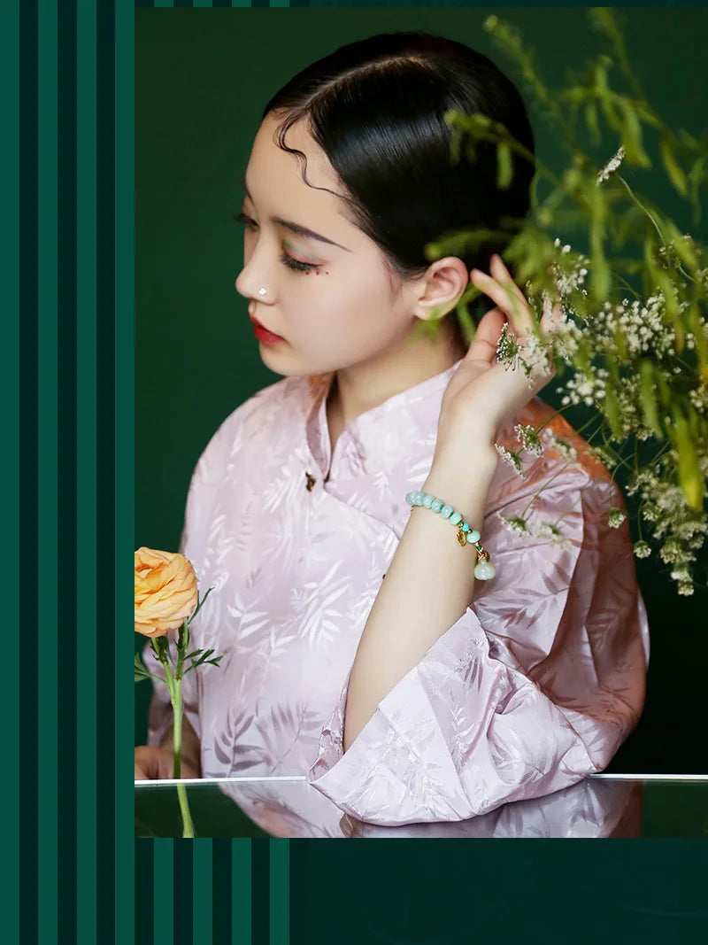 Green Agate & Hotan Jade Gourd Bracelet｜Classic Couple Gift