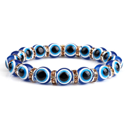 10mm Lucky Blue Evil Eye Bracelet with Charm Pendants