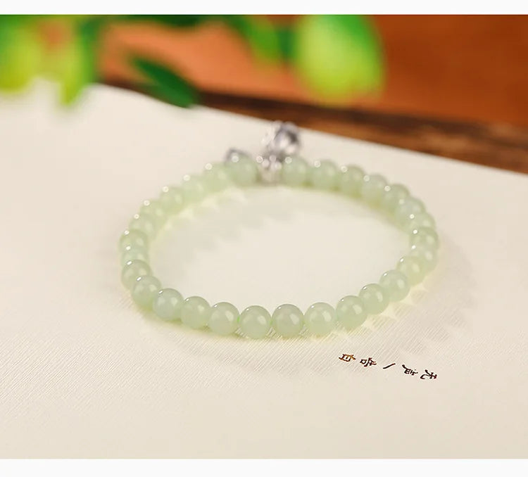 Blue Hotan Jade Gradient Bead Bracelet｜S925 Gold-Plated Elegance