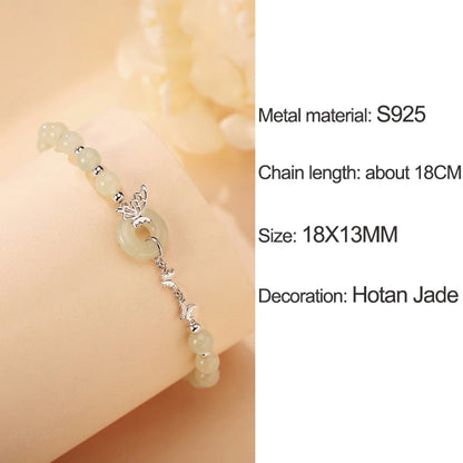 Sterling Silver Butterfly Bracelet | Light-Green Semi-Precious Gift