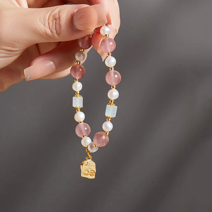 Strawberry Pink Crystal Love Bracelet｜Pearl & Semi-precious