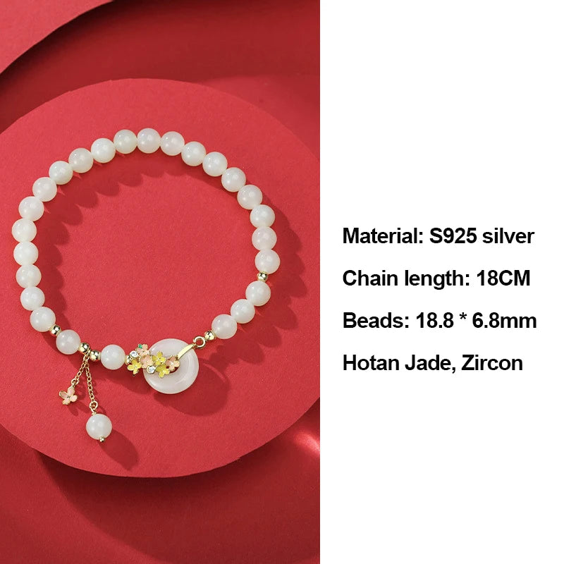 和田玉·桂花平安扣手链｜淡雅自然 开运护身