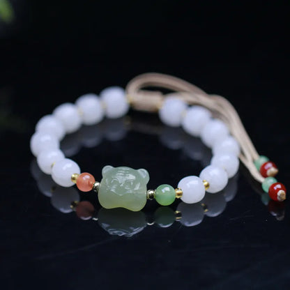 Lucky Jade Antique Gong Bell Bracelet — Boho Feng Shui Charm