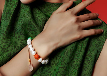 White Natural Freshwater Pearl Strand Bracelet｜Feng Shui Elegance
