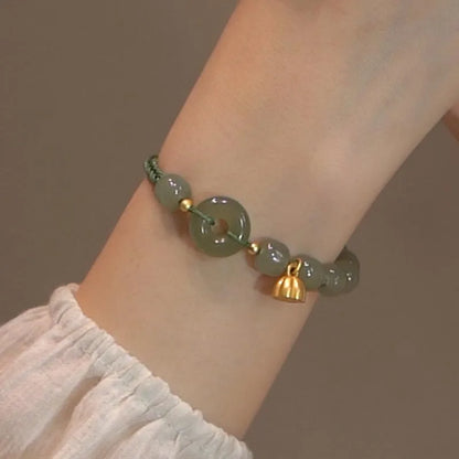 Hetian Jade Leaf Bracelet ｜ Vintage Handmade Feng Shui Charm