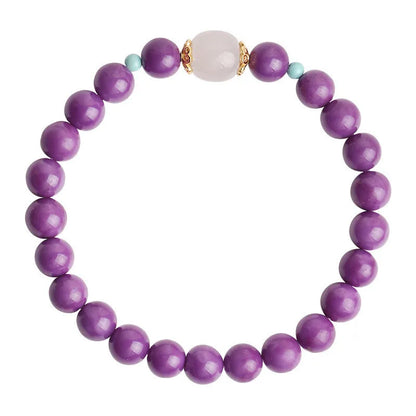 8mm Purple Bead Bracelet with Hotan Jade Buddha Hand