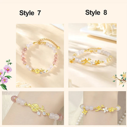 Agate & Rose Quartz Lucky Charms Bracelet｜Tibetan Silver