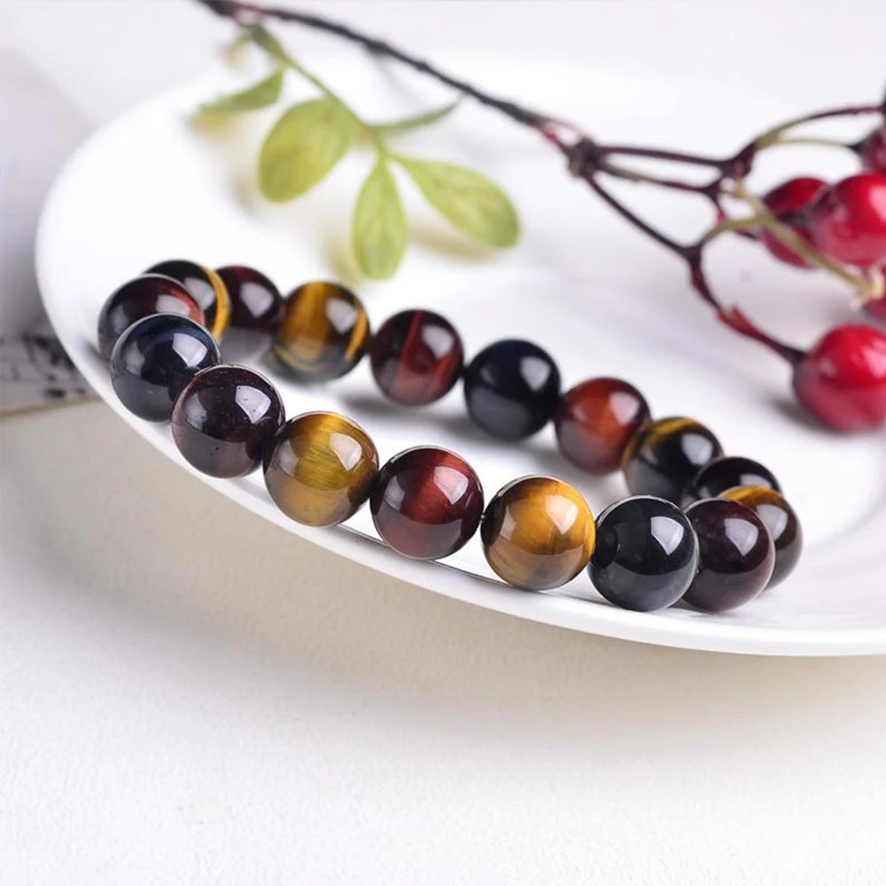 彩色虎眼护身手链｜男女情侣佛珠开运能量饰