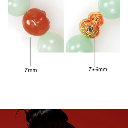 Hetian Jade Sterling Silver Gold-Plated Handstring Bracelet - Feng Shui Charm