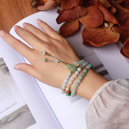 Natural Type A Jadeite Bracelet For Women High-End Chinese-Style And Retro Design  Necklace Or Bracelet Wear Support Wholesale