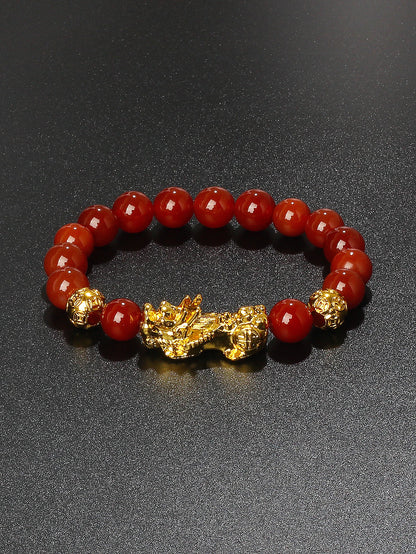 Gold Color Pi Xiu Bracelets Women Feng Shui Obsidian Wealth Pi Yao Bracelets Men 10m Dragon Mantra Bead Bangle Lucky Jewelry New