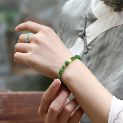 Hetian Jade Barrel Bracelet | Single-Loop Feng Shui Charm