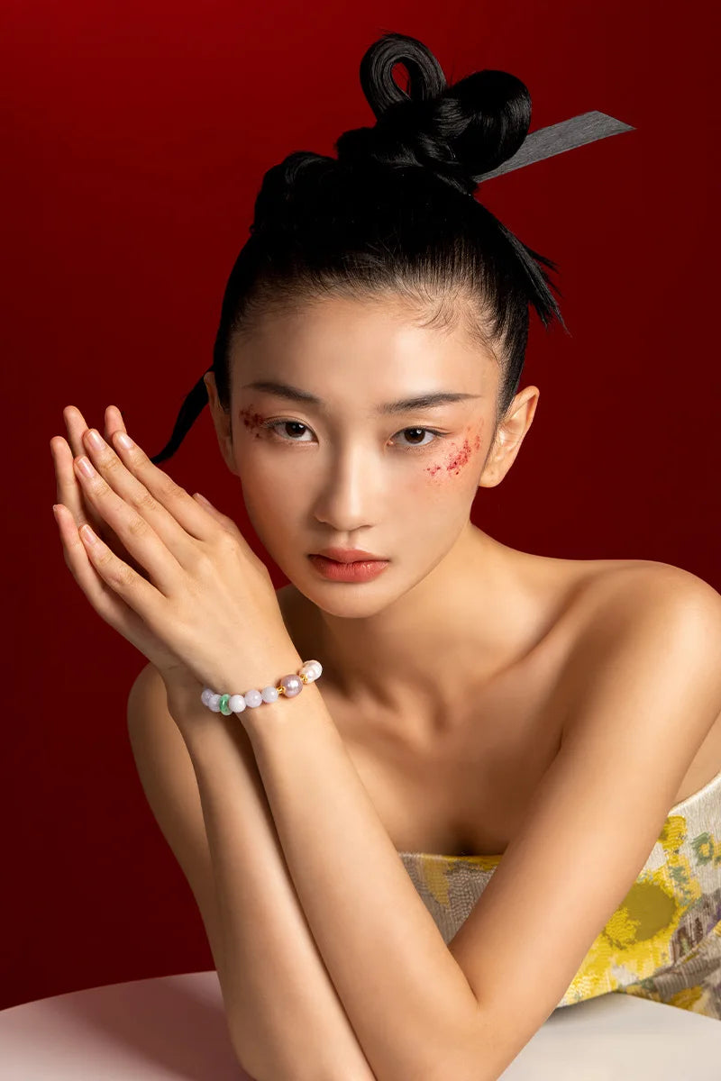 Myanmar Jadeite & Pearl 18K Gold Beaded Bracelet