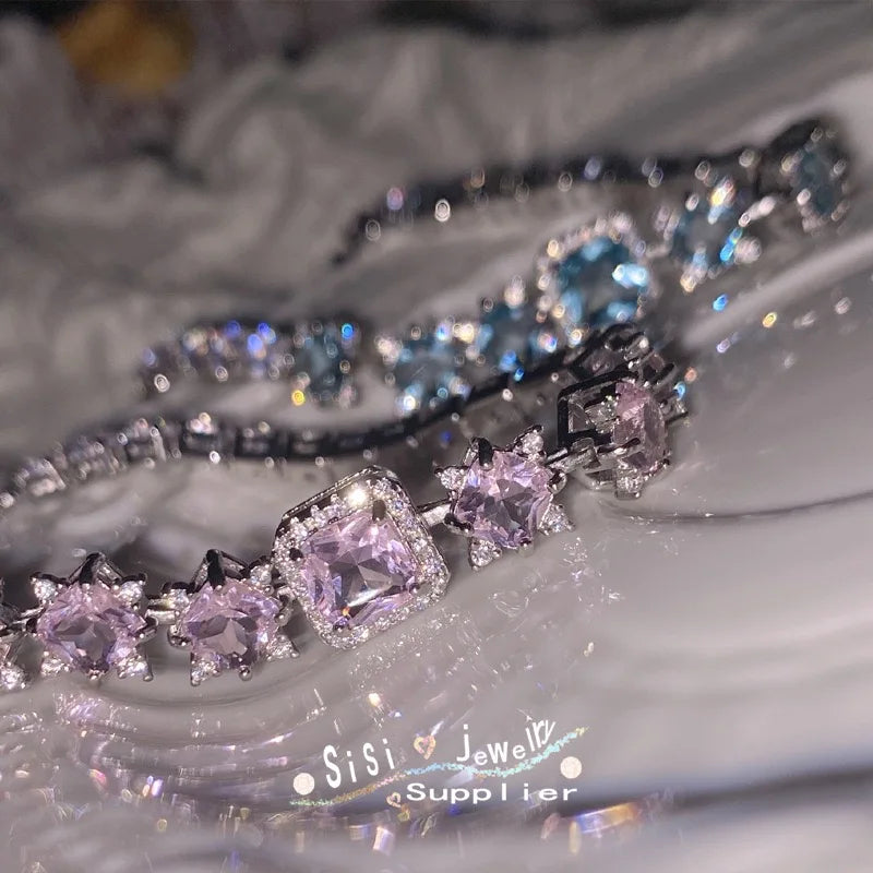 Pink Hexagonal Sparkle Zircon Bracelet - Mystic Charm