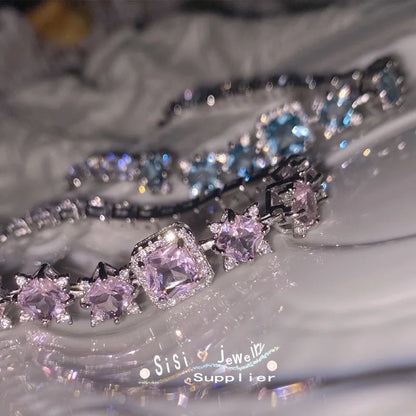 Pink Hexagonal Sparkle Zircon Bracelet - Mystic Charm