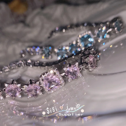 Pink Hexagonal Sparkle Zircon Bracelet - Mystic Charm