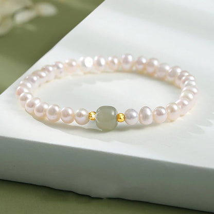 Hotan White & Light Green Jade Beads Bracelet – Lucky Luxury Gift