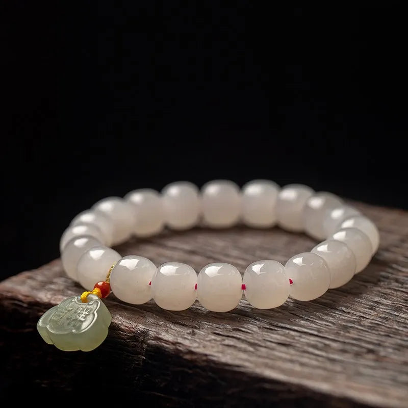 Handmade S925 Enamel Round-Bead Bracelet — Mystic Lucky Charm for Women