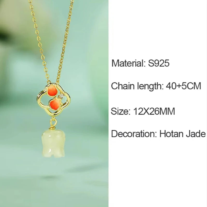 Hetian Jade Green Blossom Bracelet | 925 Silver Link