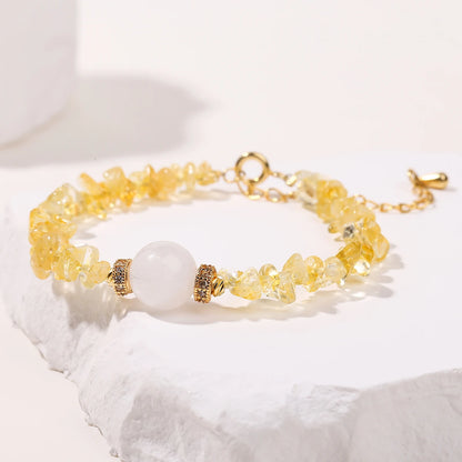 天然黄水晶碎石幸运财富手链 可调节护身情侣饰品