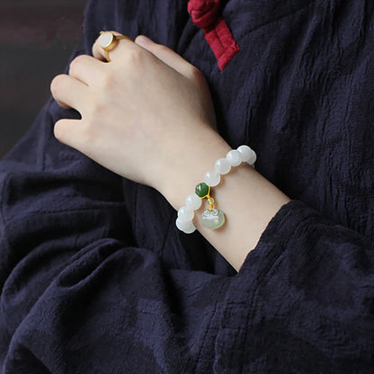 Hetian White Jade Buddha Adjustable Bracelet｜Elegant Friendship Gift