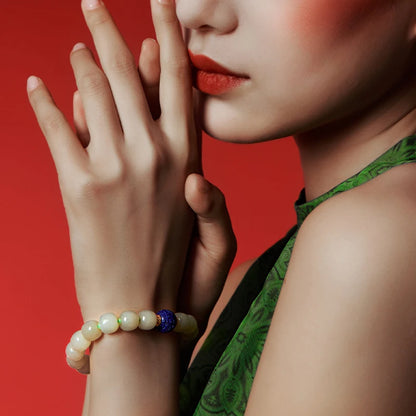 Lapis Lazuli & Hotan Jade Enamel Bracelet｜S925 Silver Plated