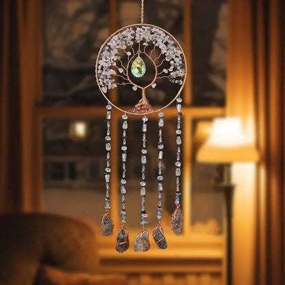 粉水晶生命之树捕光挂饰｜招爱转运能量水晶