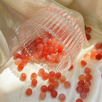 Red Agate Peach Jade Hook Earrings - Vintage Pearl Gift