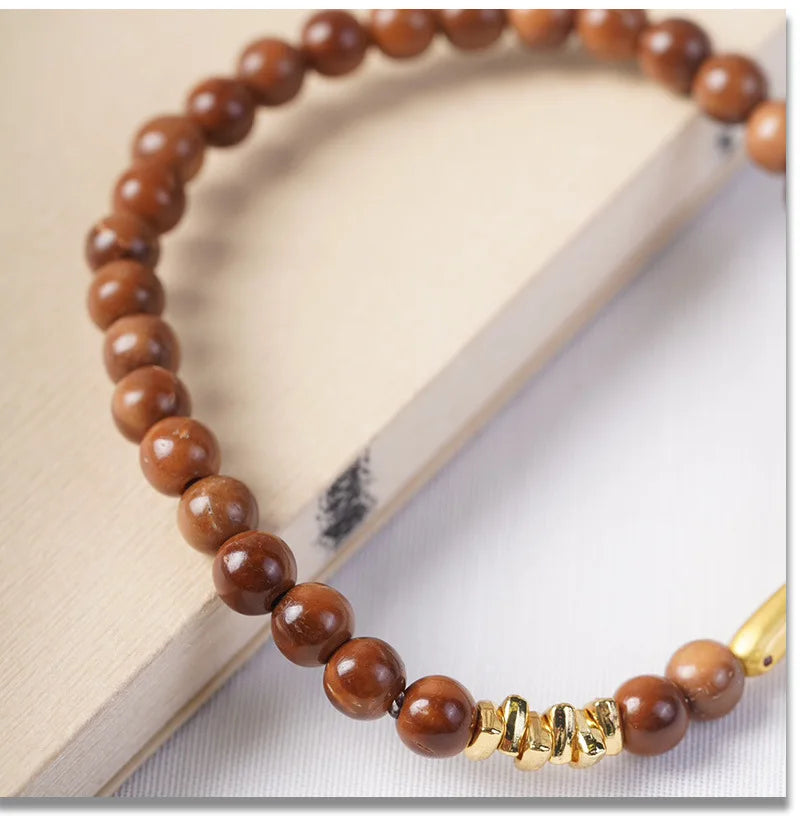 Ancient Bodhi Wood Bracelet — Single Circle DIY Lucky Beads